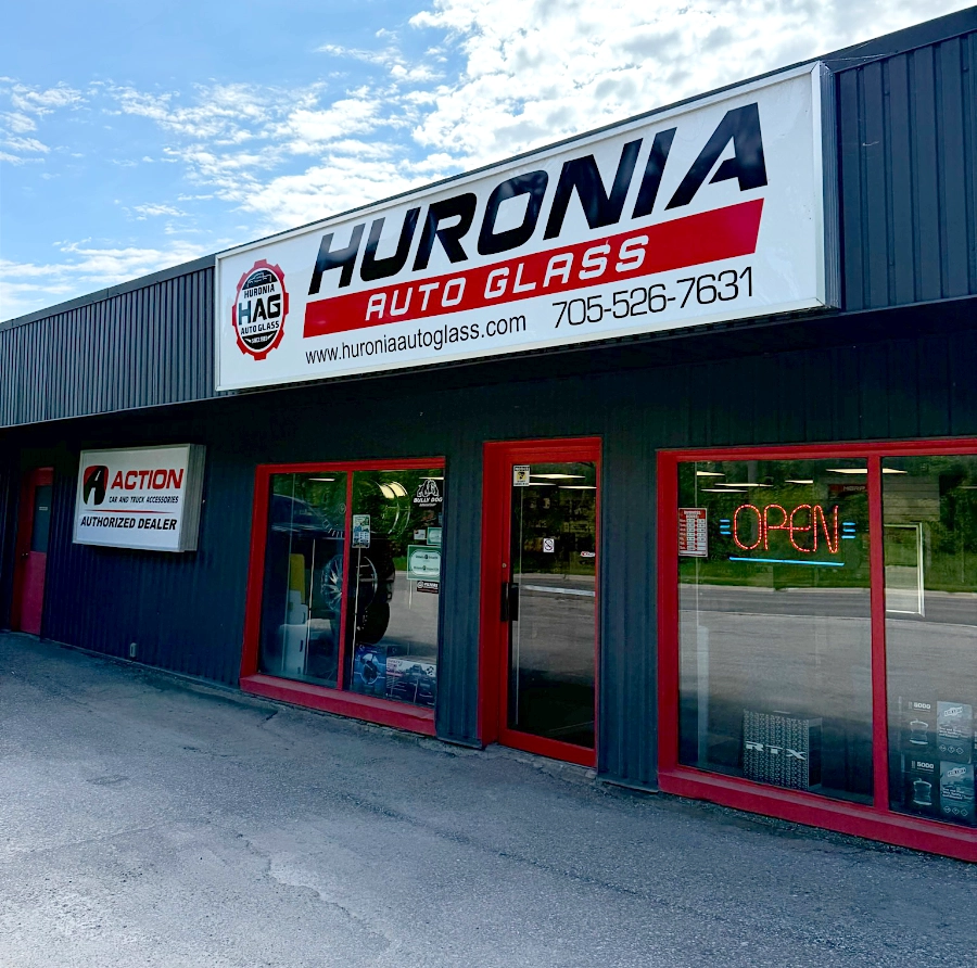 Huronia Auto Glass technician at work in the Midland shop